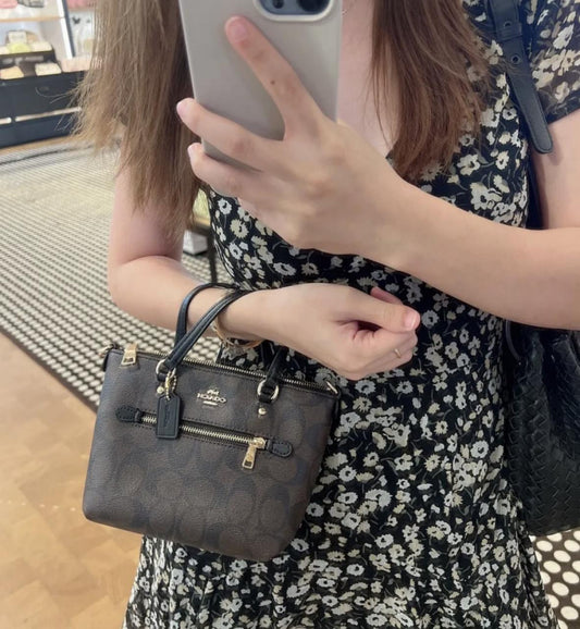 ORIG Preloved Coach Mini Gallery Crossbody Brown Bag