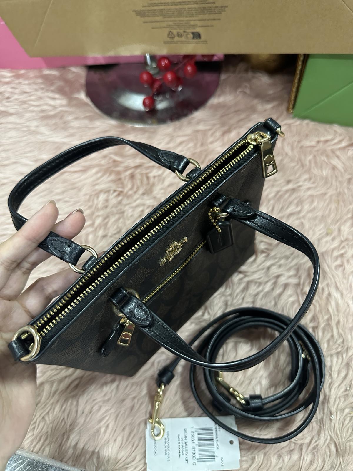 ORIG Preloved Coach Mini Gallery Crossbody Brown Bag