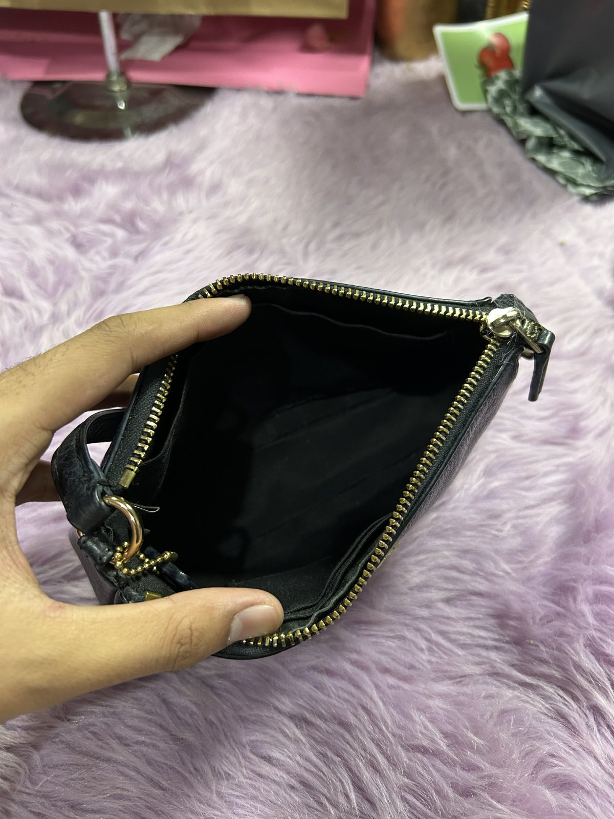 ORIG Preloved RARE Coach Nolita 19 Pebbled Black Wristlet Small Bag