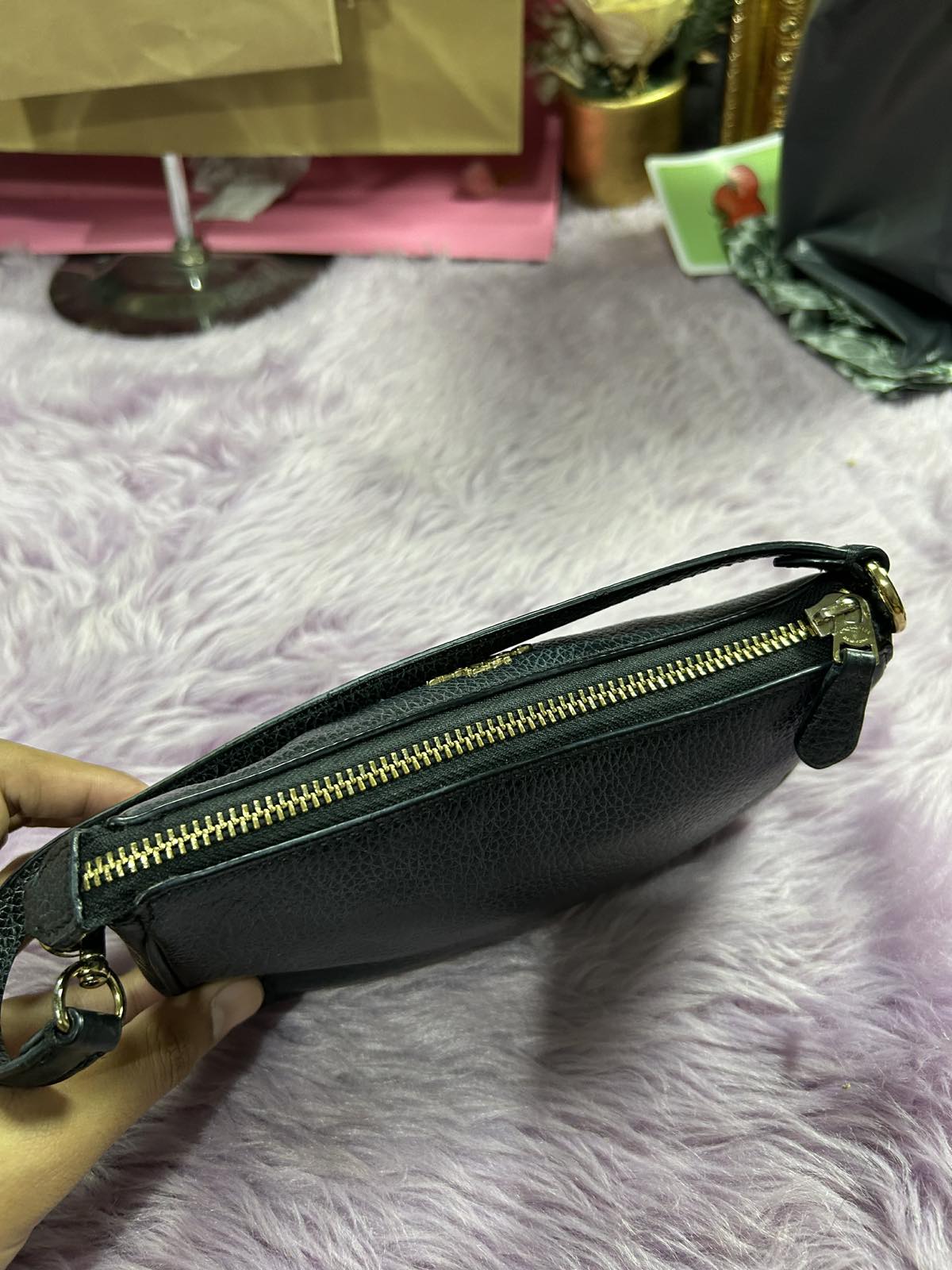 ORIG Preloved RARE Coach Nolita 19 Pebbled Black Wristlet Small Bag