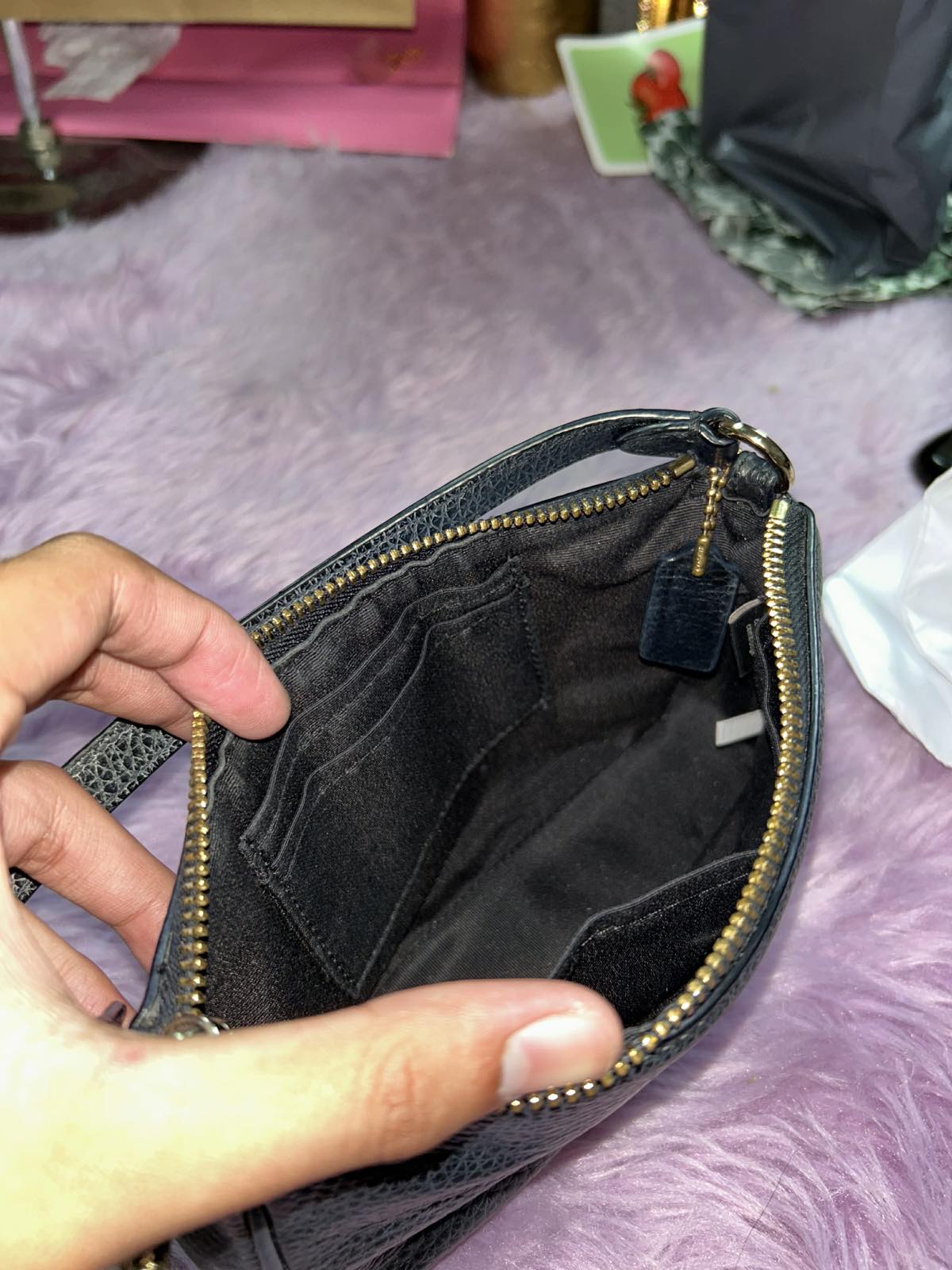 ORIG Preloved RARE Coach Nolita 19 Pebbled Black Wristlet Small Bag