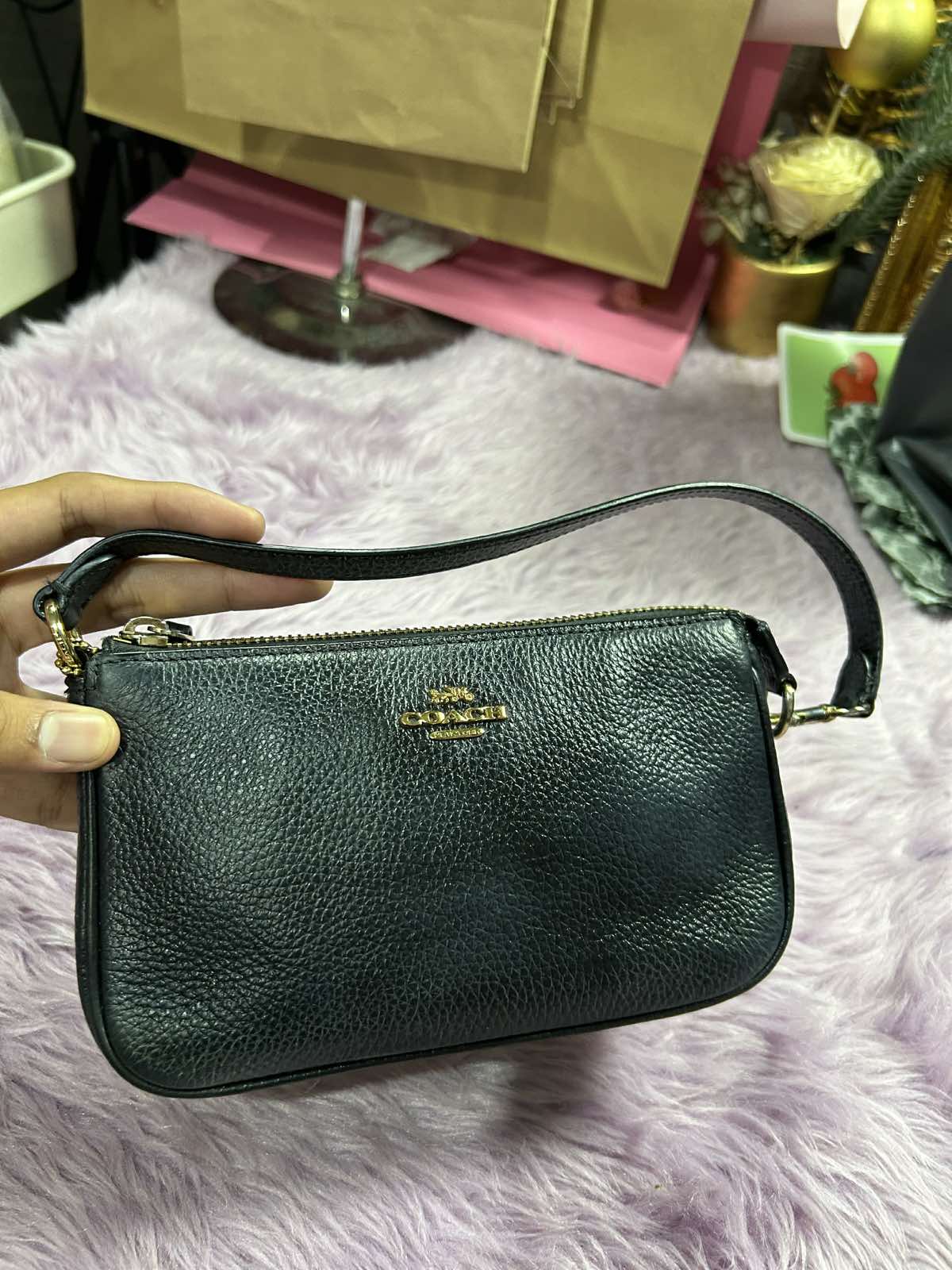 ORIG Preloved RARE Coach Nolita 19 Pebbled Black Wristlet Small Bag
