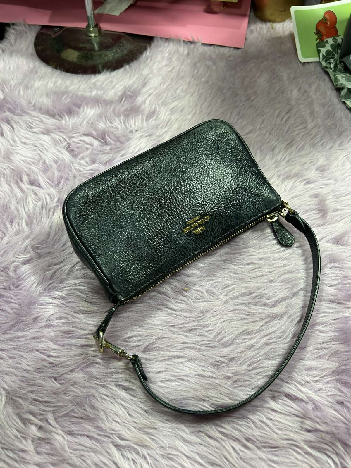 ORIG Preloved RARE Coach Nolita 19 Pebbled Black Wristlet Small Bag