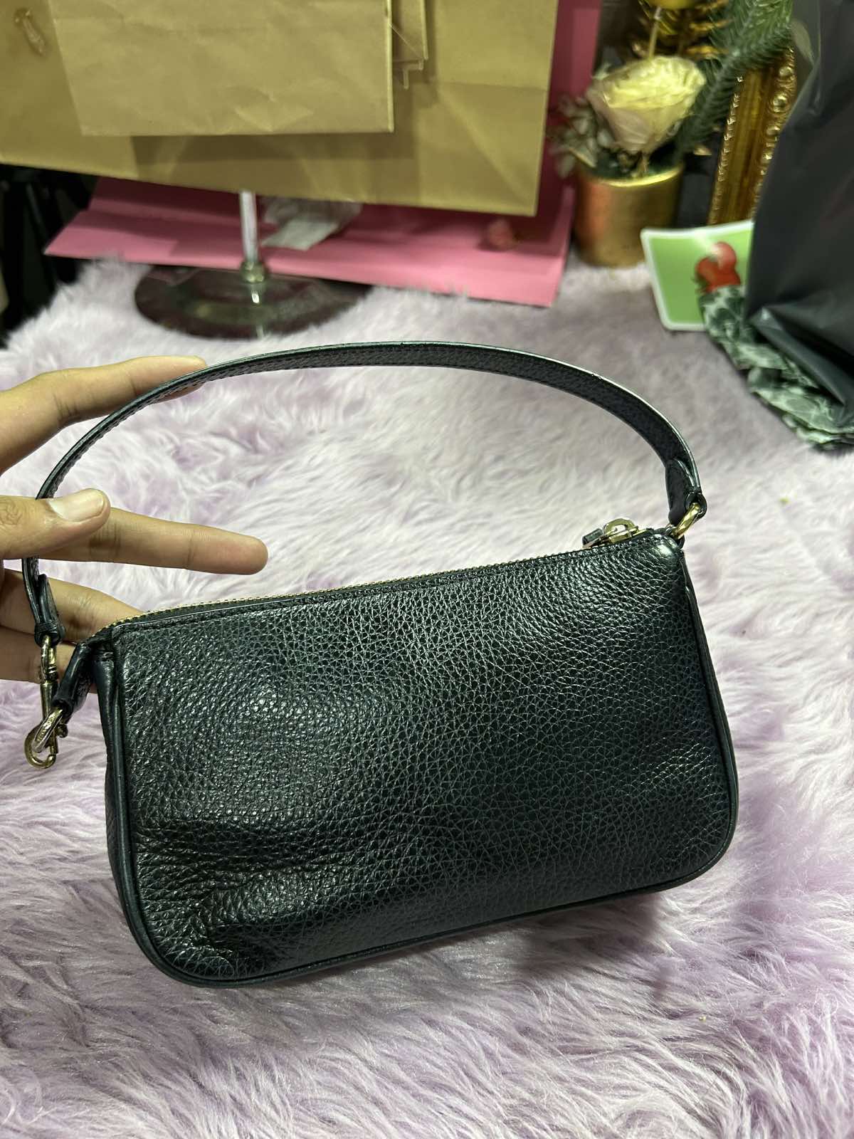 ORIG Preloved RARE Coach Nolita 19 Pebbled Black Wristlet Small Bag