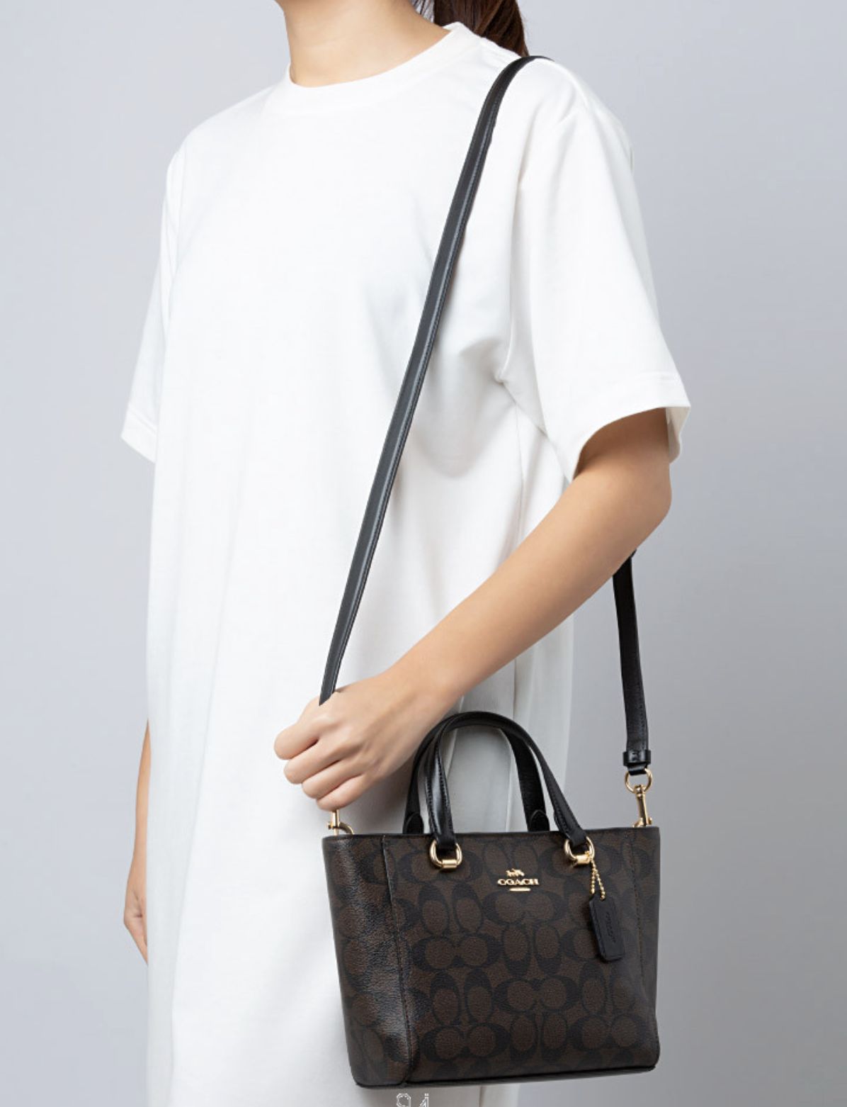 ORIG Preloved Coach Alice Satchel In Signature Canvas Brown Medium Bag