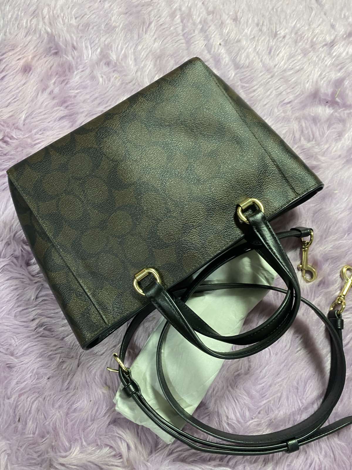 ORIG Preloved Coach Alice Satchel In Signature Canvas Brown Medium Bag