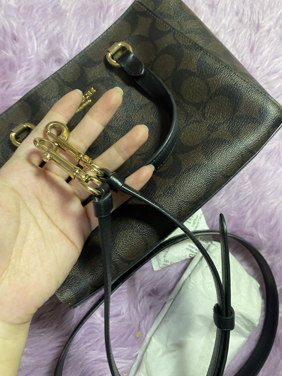 ORIG Preloved Coach Alice Satchel In Signature Canvas Brown Medium Bag