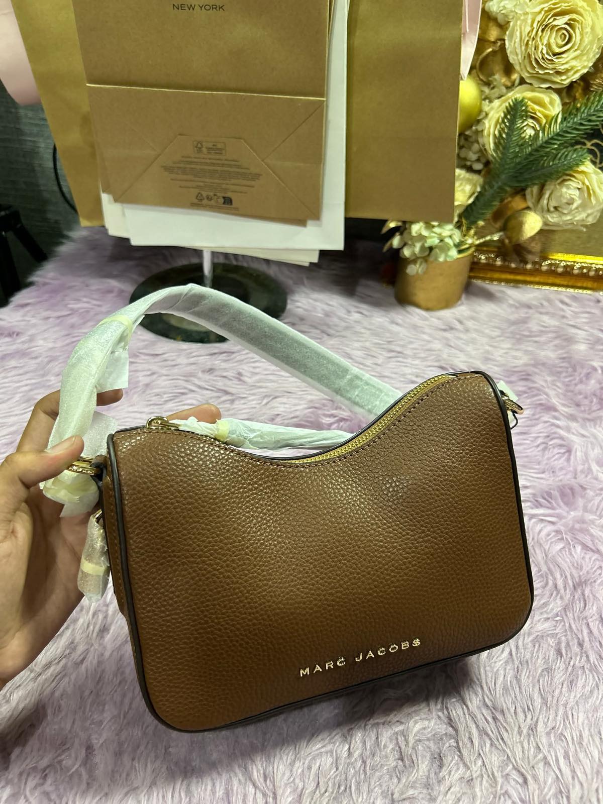 ORIG & IMPORTED Marc Jacobs MJ Drifter Small Convertible Shoulder Bag Cognac Brown