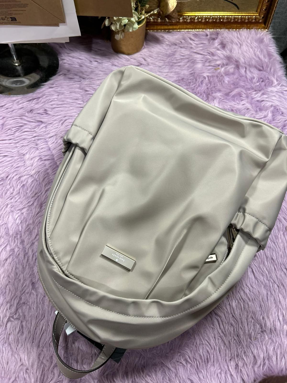 ORIG & IMPORTED KateSpade KS Carter Large Nylon Backpack Bag Cozy Grey