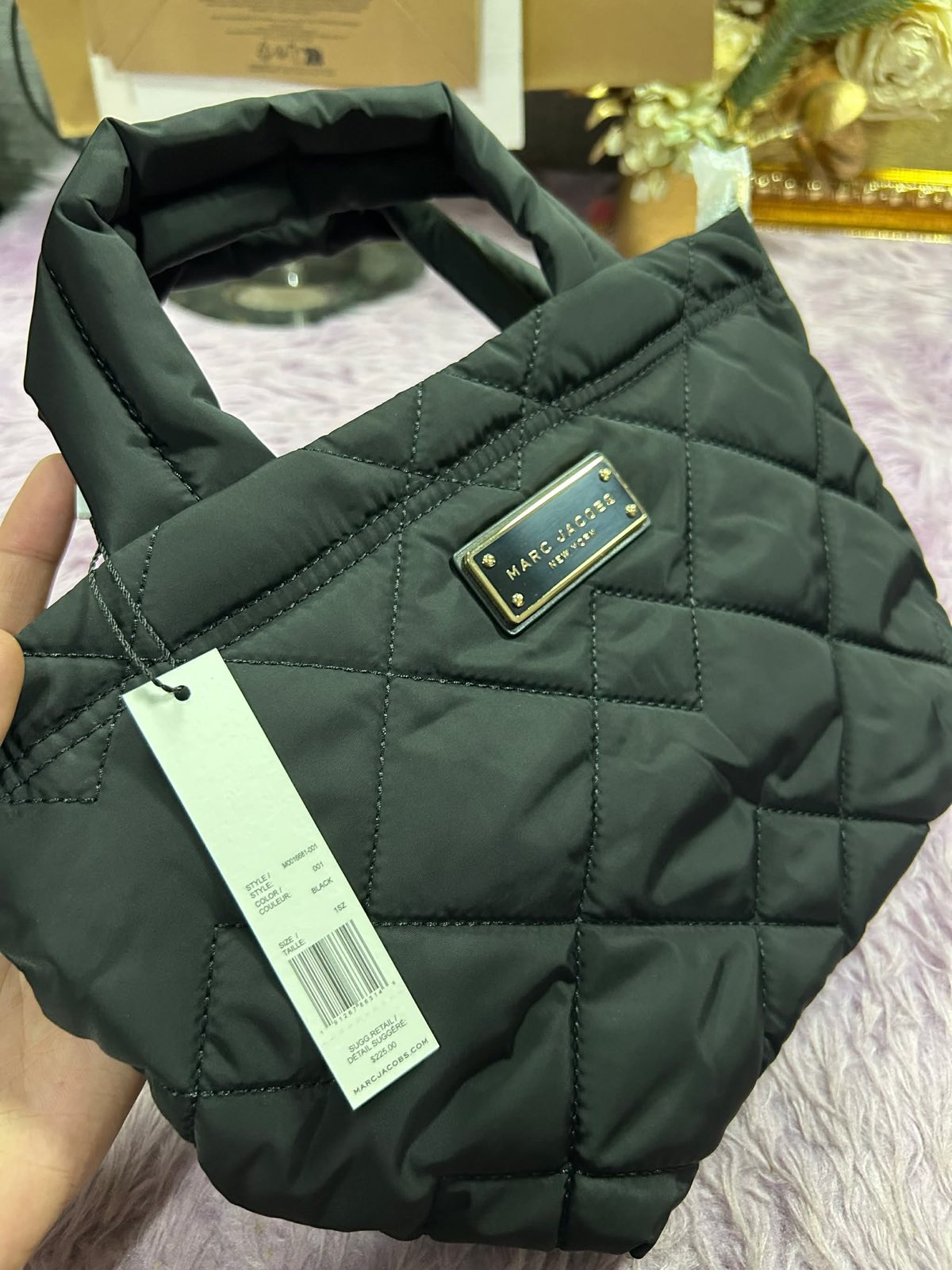 ORIG & IMPORTED Marc Jacobs MJ Quilted Nylon Mini Tote Bag in Black