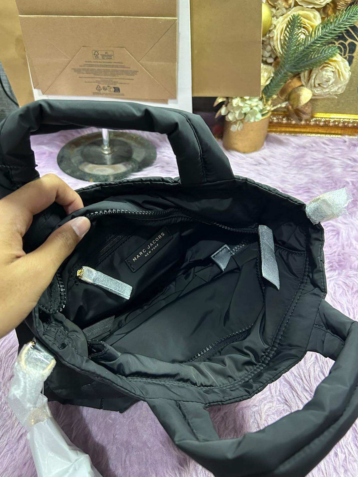 ORIG & IMPORTED Marc Jacobs MJ Quilted Nylon Mini Tote Bag in Black