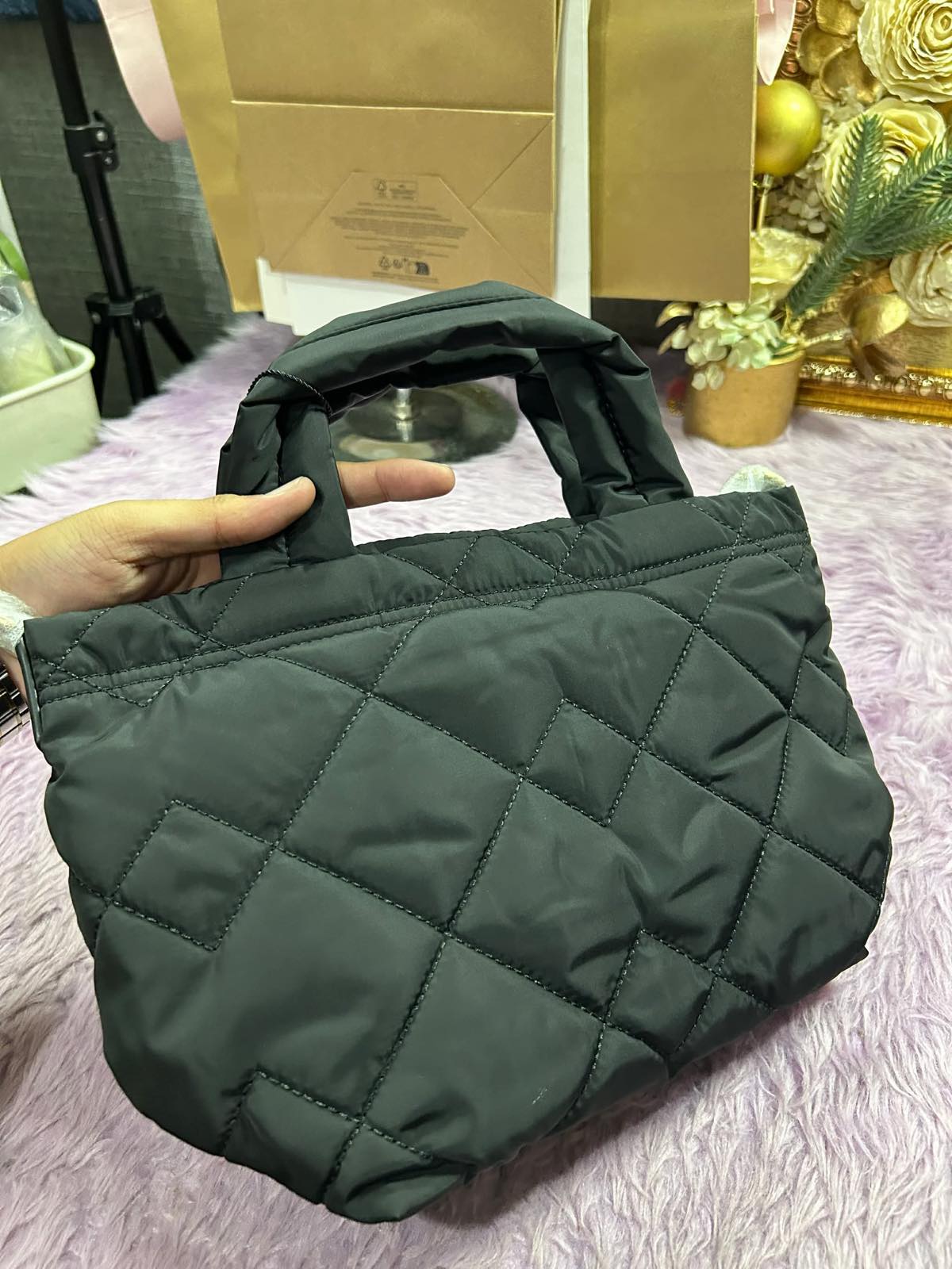 ORIG & IMPORTED Marc Jacobs MJ Quilted Nylon Mini Tote Bag in Black
