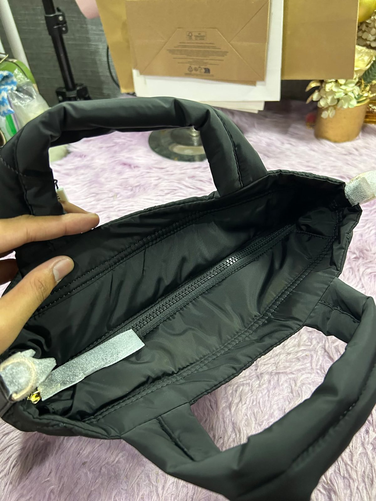 ORIG & IMPORTED Marc Jacobs MJ Quilted Nylon Mini Tote Bag in Black