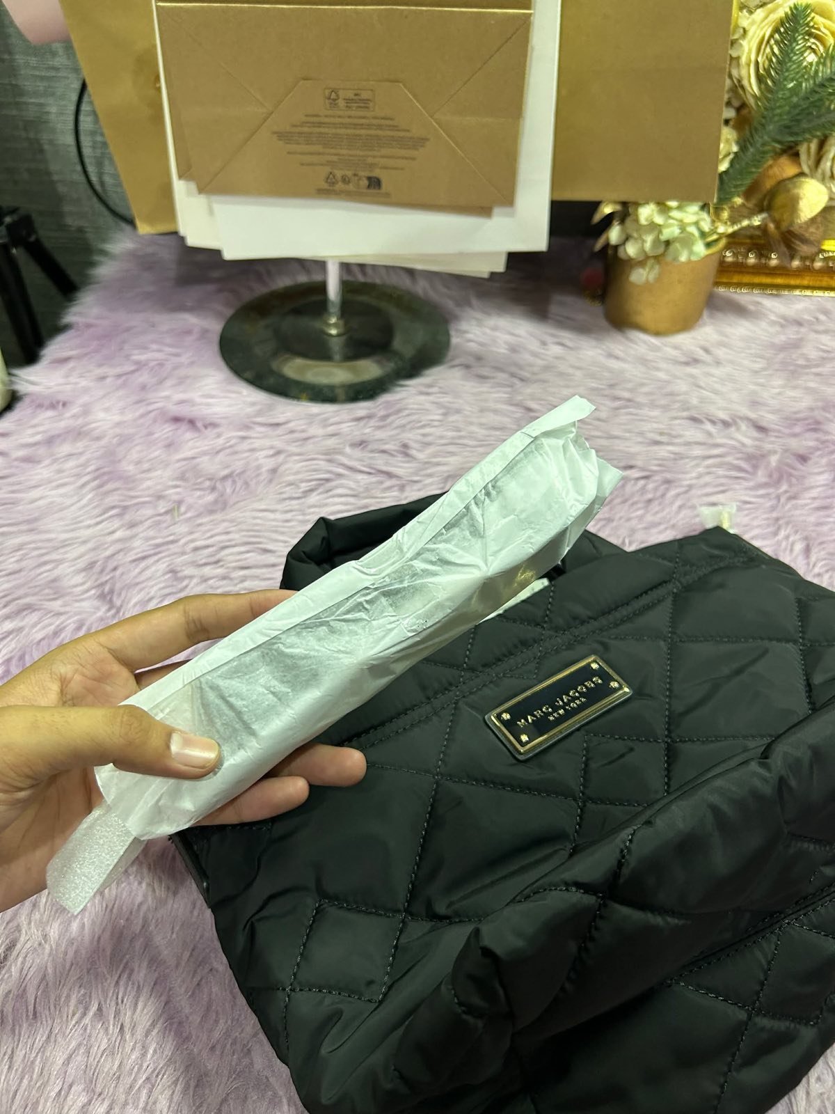 ORIG & IMPORTED Marc Jacobs MJ Quilted Nylon Mini Tote Bag in Black