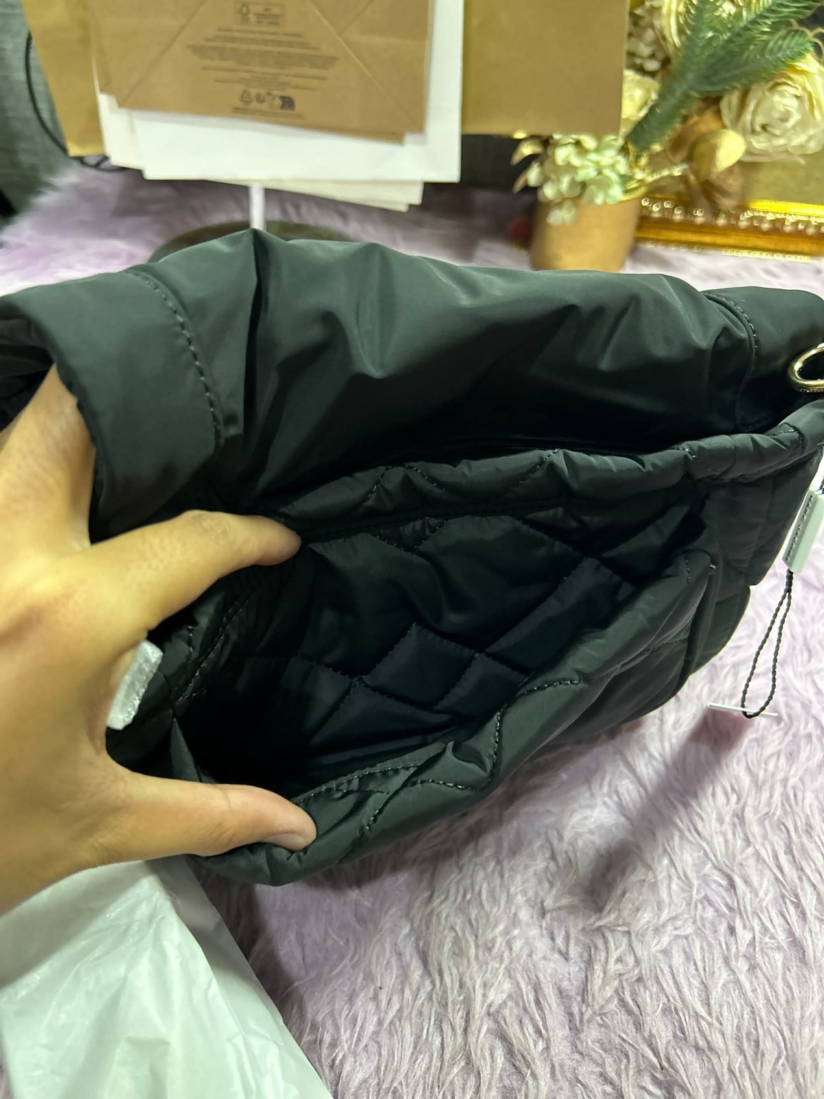 ORIG & IMPORTED Marc Jacobs MJ Quilted Nylon Utility Messenger Bag in Black