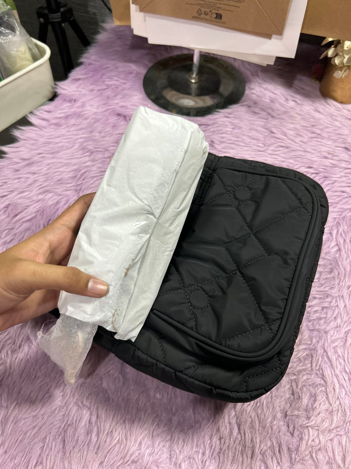 ORIG & IMPORTED Marc Jacobs MJ Quilted Nylon Utility Messenger Bag in Black