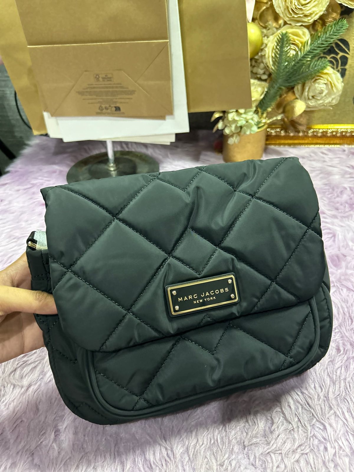 ORIG & IMPORTED Marc Jacobs MJ Quilted Nylon Utility Messenger Bag in Black