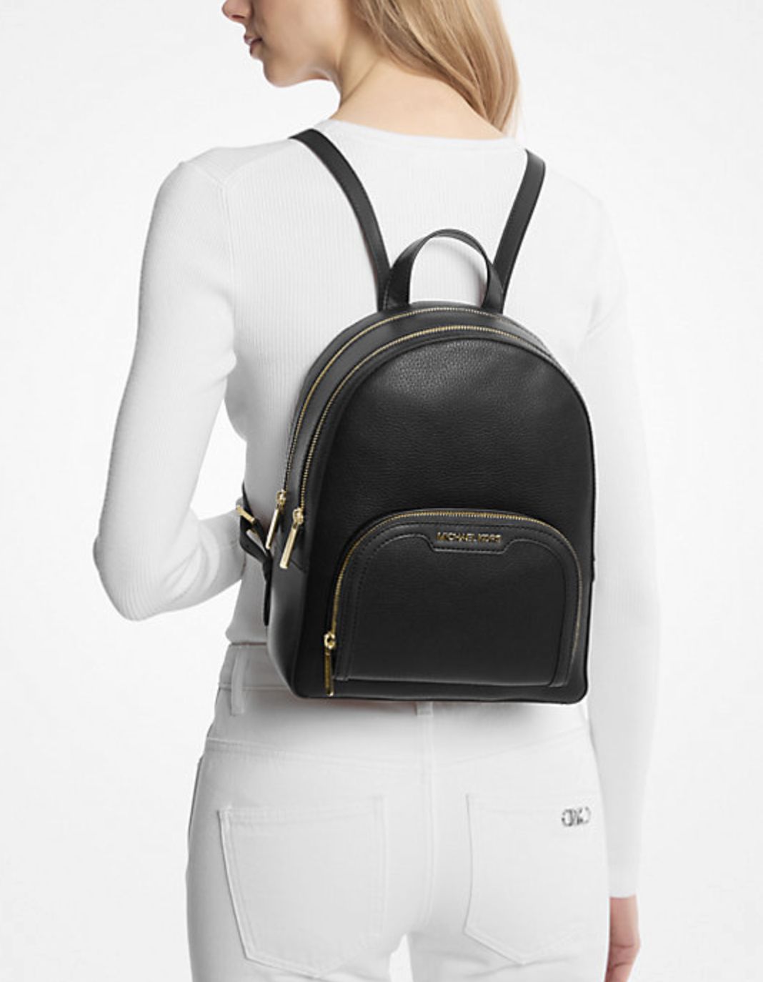 ORIG & IMPORTED Michael Kors  MK Jaycee Medium Pebbled Leather Backpack Bag in Black