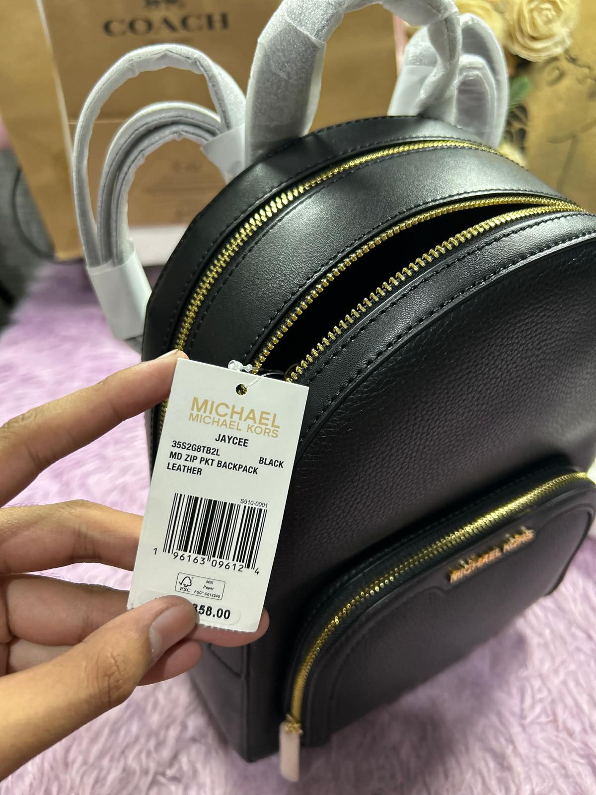 ORIG & IMPORTED Michael Kors  MK Jaycee Medium Pebbled Leather Backpack Bag in Black