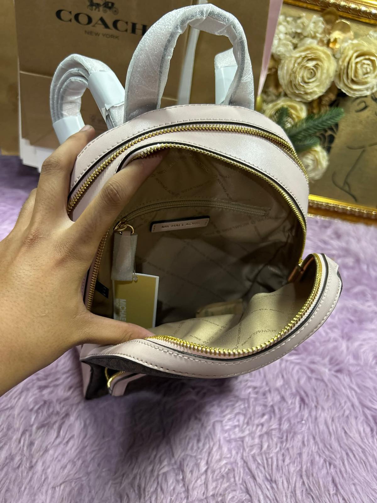 ORIG & IMPORTED Michael Kors MK Jaycee Medium Logo Backpack Bag in Brown/Pink