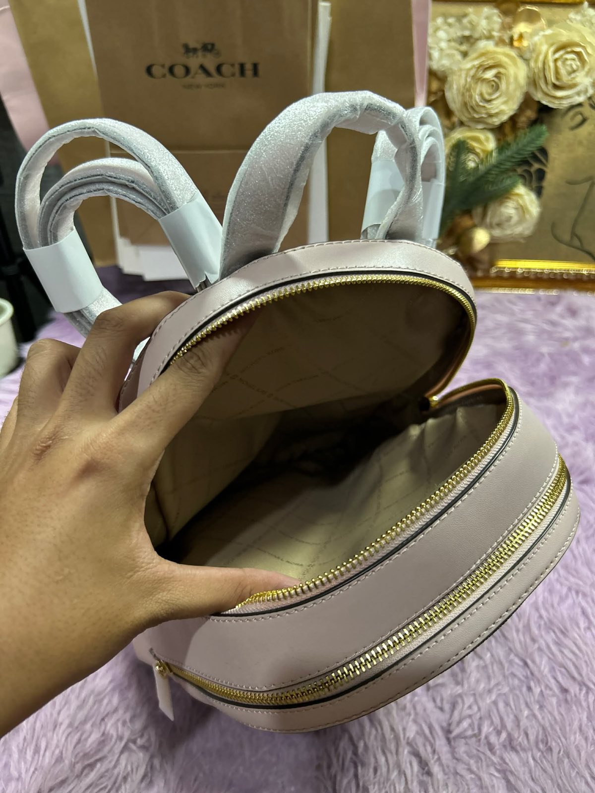 ORIG & IMPORTED Michael Kors MK Jaycee Medium Logo Backpack Bag in Brown/Pink