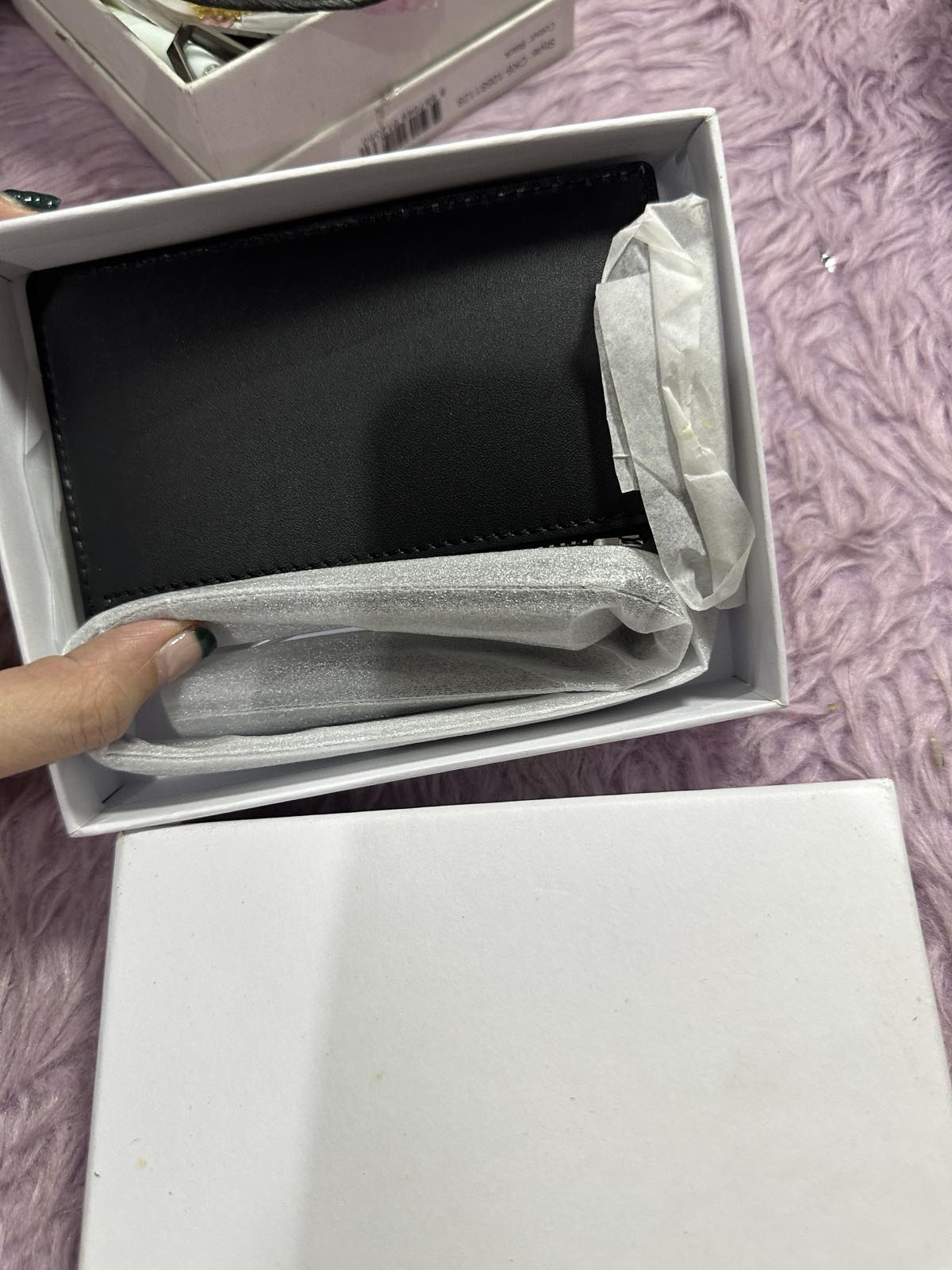 ORIG & IMPORTED Lacoste Men's Fitzgerald Leather Lanyard Zippered Card Holder Black Wallet