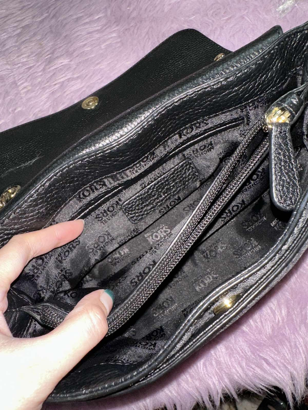 ORIG Preloved Michael Kors MK Fulton Flap Medium Chain Shoulder Bag Black