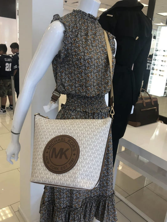 ORIG & IMPORTED Michael Kors MK Fulton Sport Shoulder Bucket Vanilla White Bag
