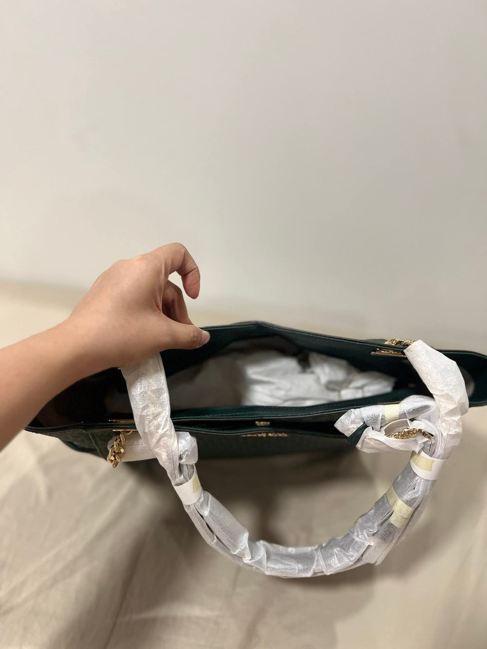 ORIG & IMPORTED Michael Kors MK Jet Set Large Logo Shoulder Green Bag