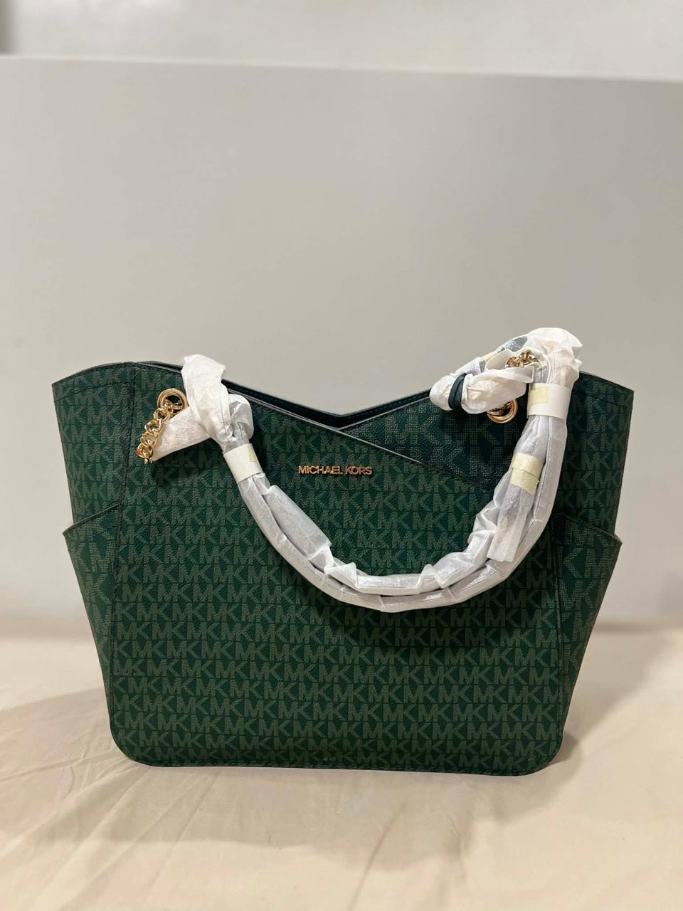 ORIG & IMPORTED Michael Kors MK Jet Set Large Logo Shoulder Green Bag