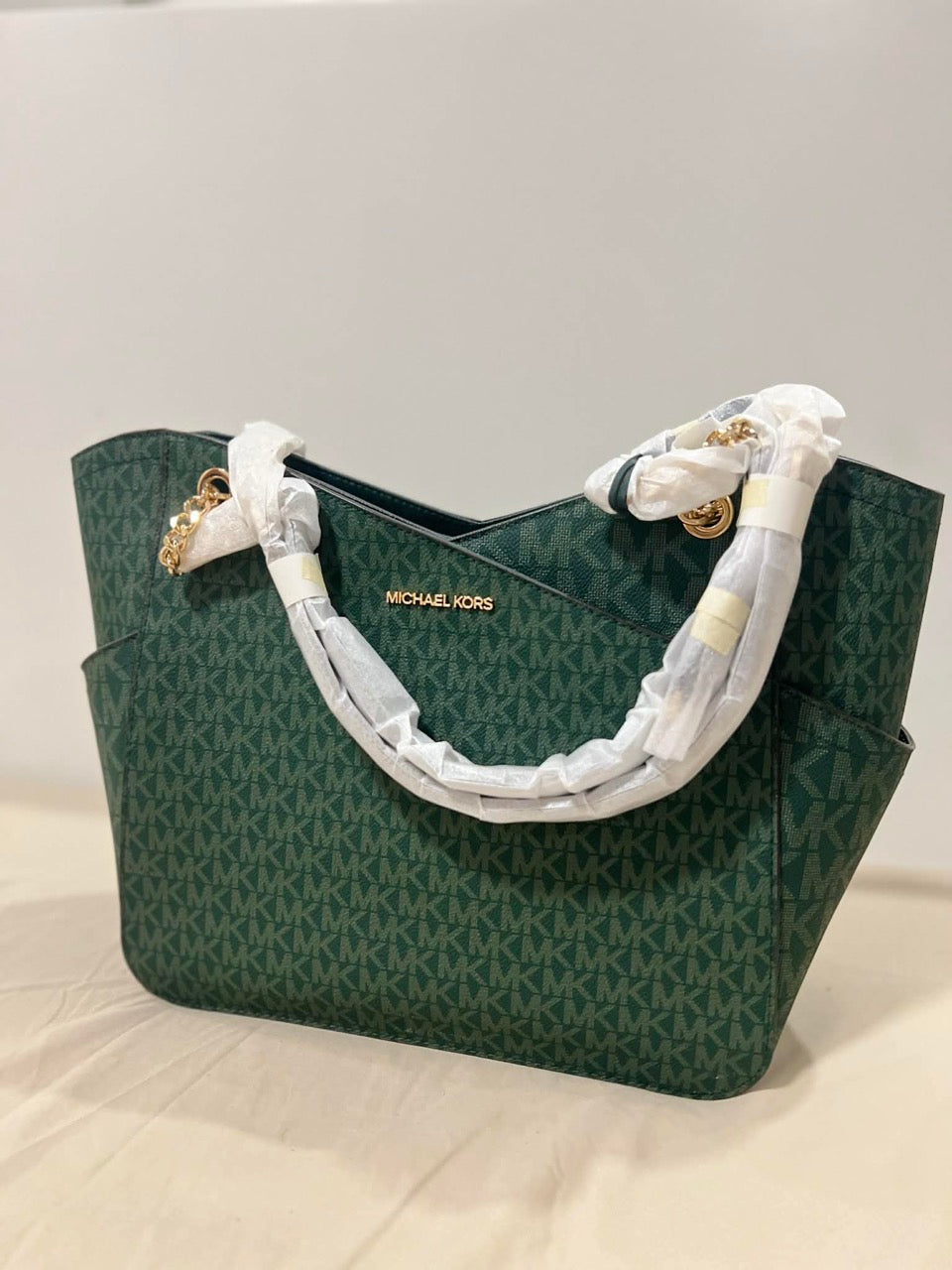 ORIG & IMPORTED Michael Kors MK Jet Set Large Logo Shoulder Green Bag