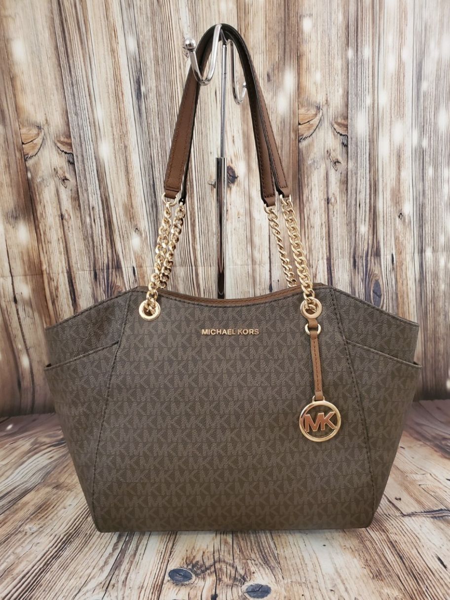 ORIG & IMPORTED Michael Kors MK Jet Set Travel Large Chain Shoulder Tote Bag Brown