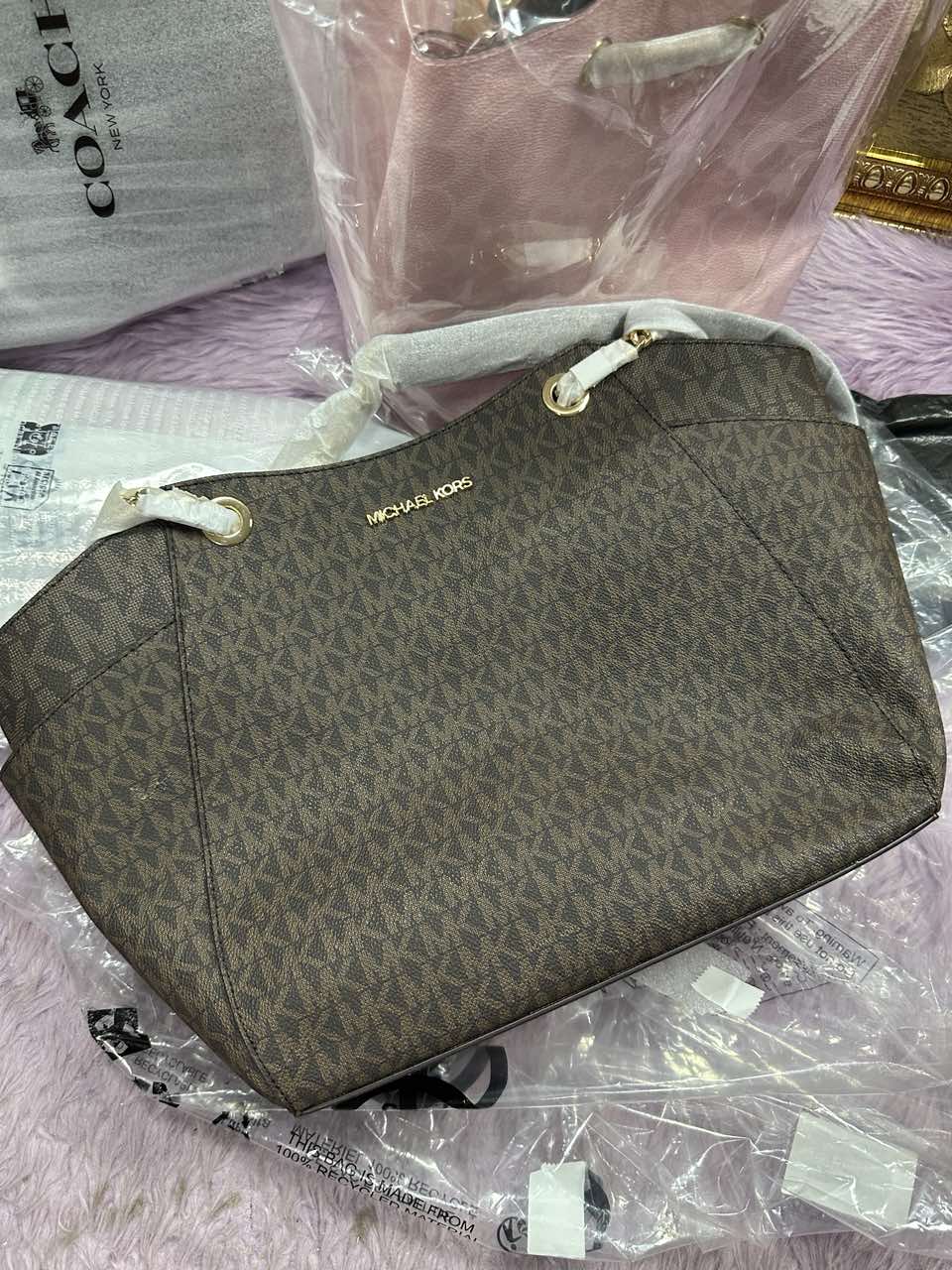 ORIG & IMPORTED Michael Kors MK Jet Set Travel Large Chain Shoulder Tote Bag Brown