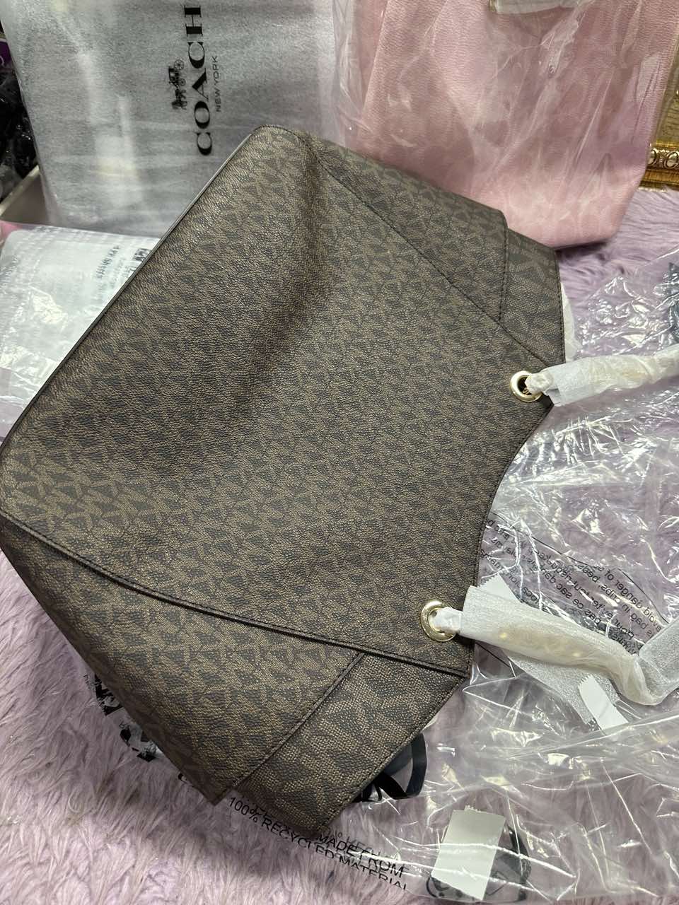 ORIG & IMPORTED Michael Kors MK Jet Set Travel Large Chain Shoulder Tote Bag Brown