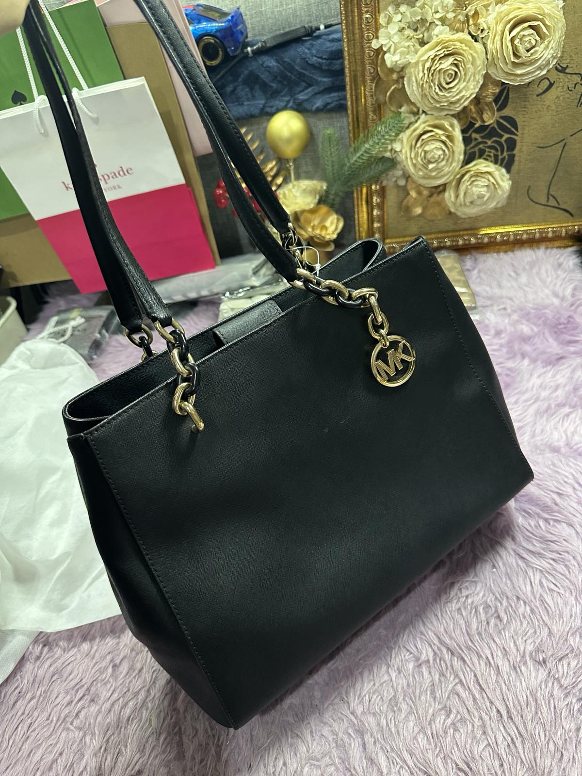 ORIG Preloved Michael Kors MK Sofia Large Tote Black Bag