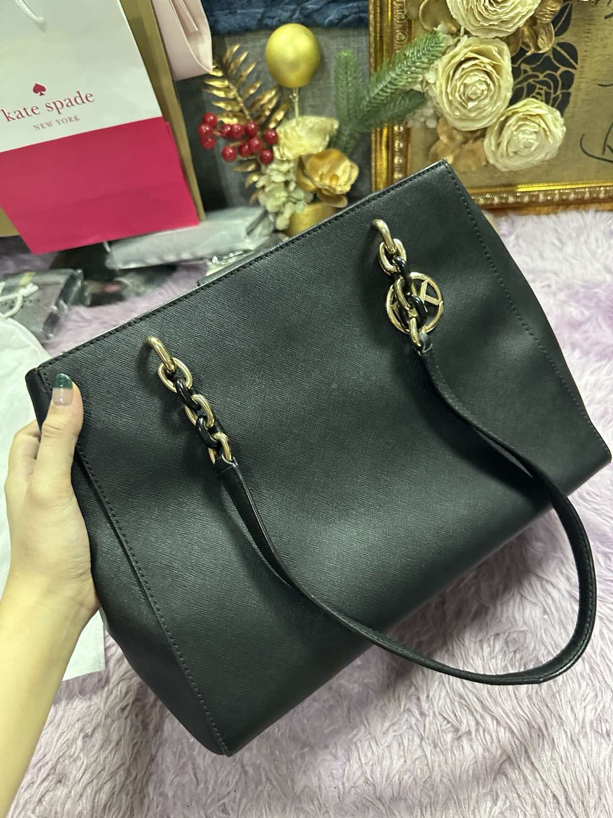 ORIG Preloved Michael Kors MK Sofia Large Tote Black Bag