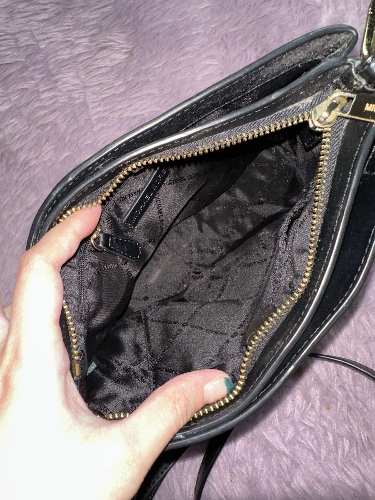 ORIG Preloved Michael Kors MK Trisha Medium Pebbled Leather Crossbody Black Bag