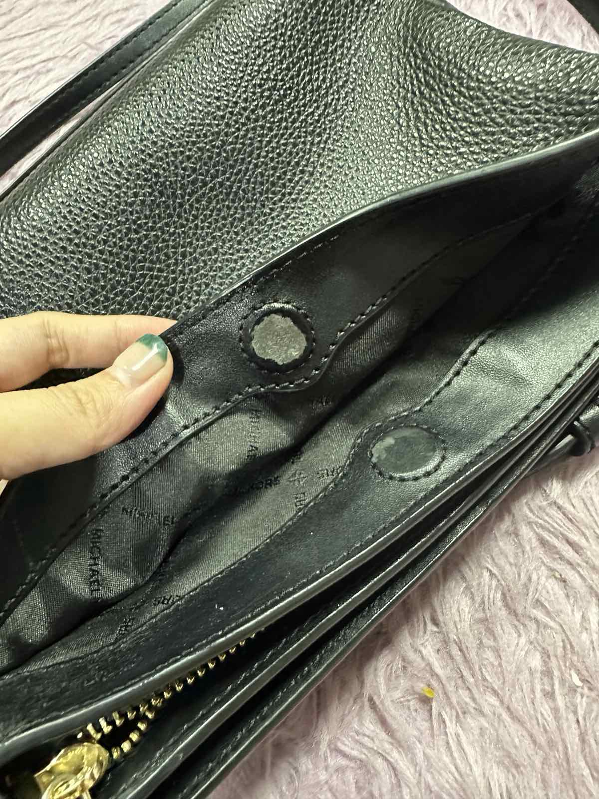 ORIG Preloved Michael Kors MK Trisha Medium Pebbled Leather Crossbody Black Bag