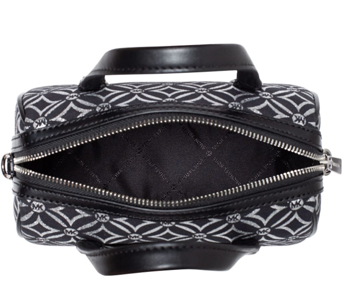 ORIG & IMPORTED Michael Kors MK Mini Small Metallic Duffle Crossbody Black Silver