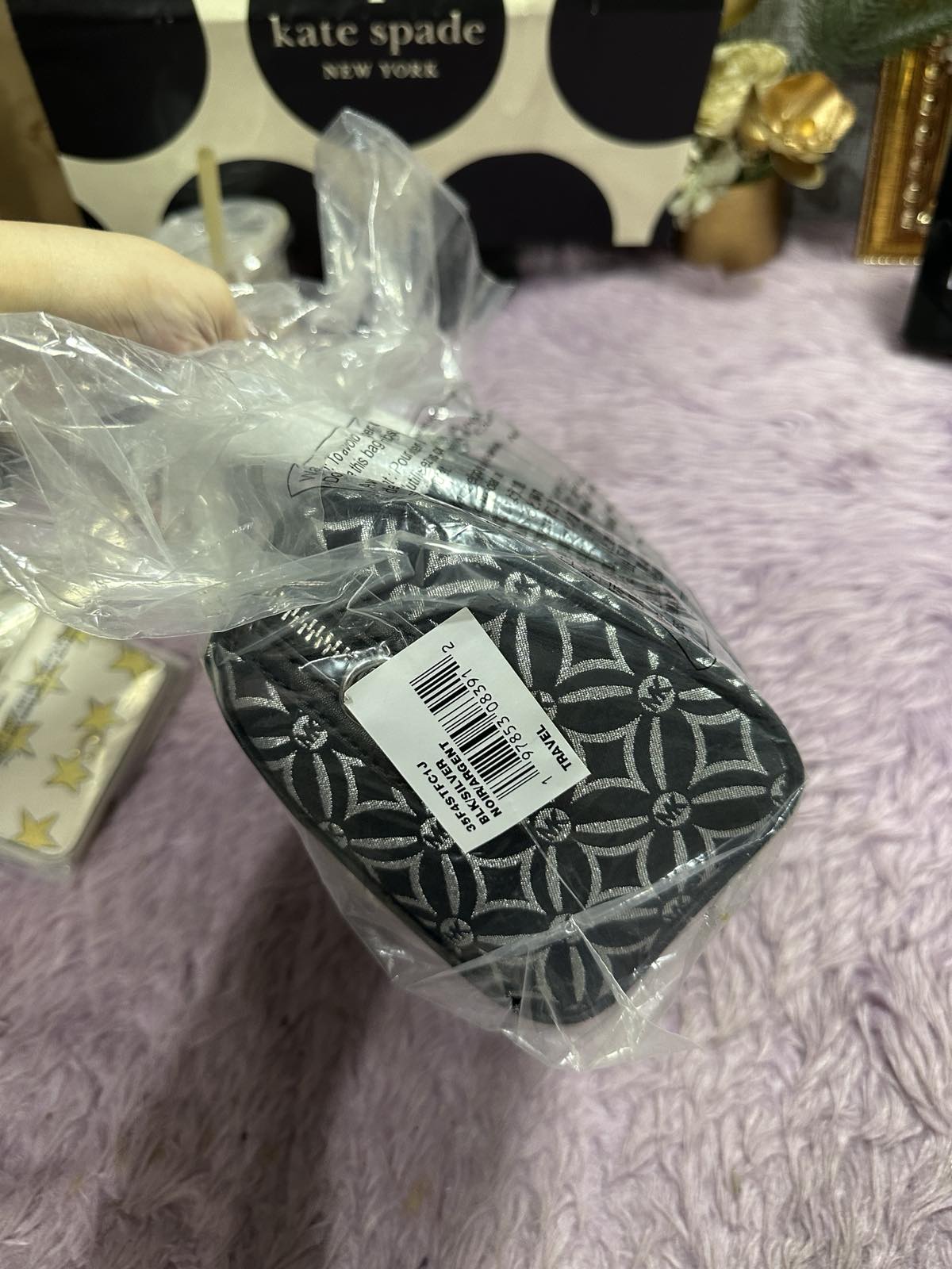 ORIG & IMPORTED Michael Kors MK Mini Small Metallic Duffle Crossbody Black Silver