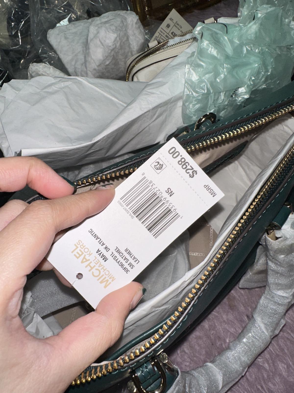 ORIG & IMPORTED Michael Kors MK Maya Medium Pebbled Leather Satchel Duffle Green Bag