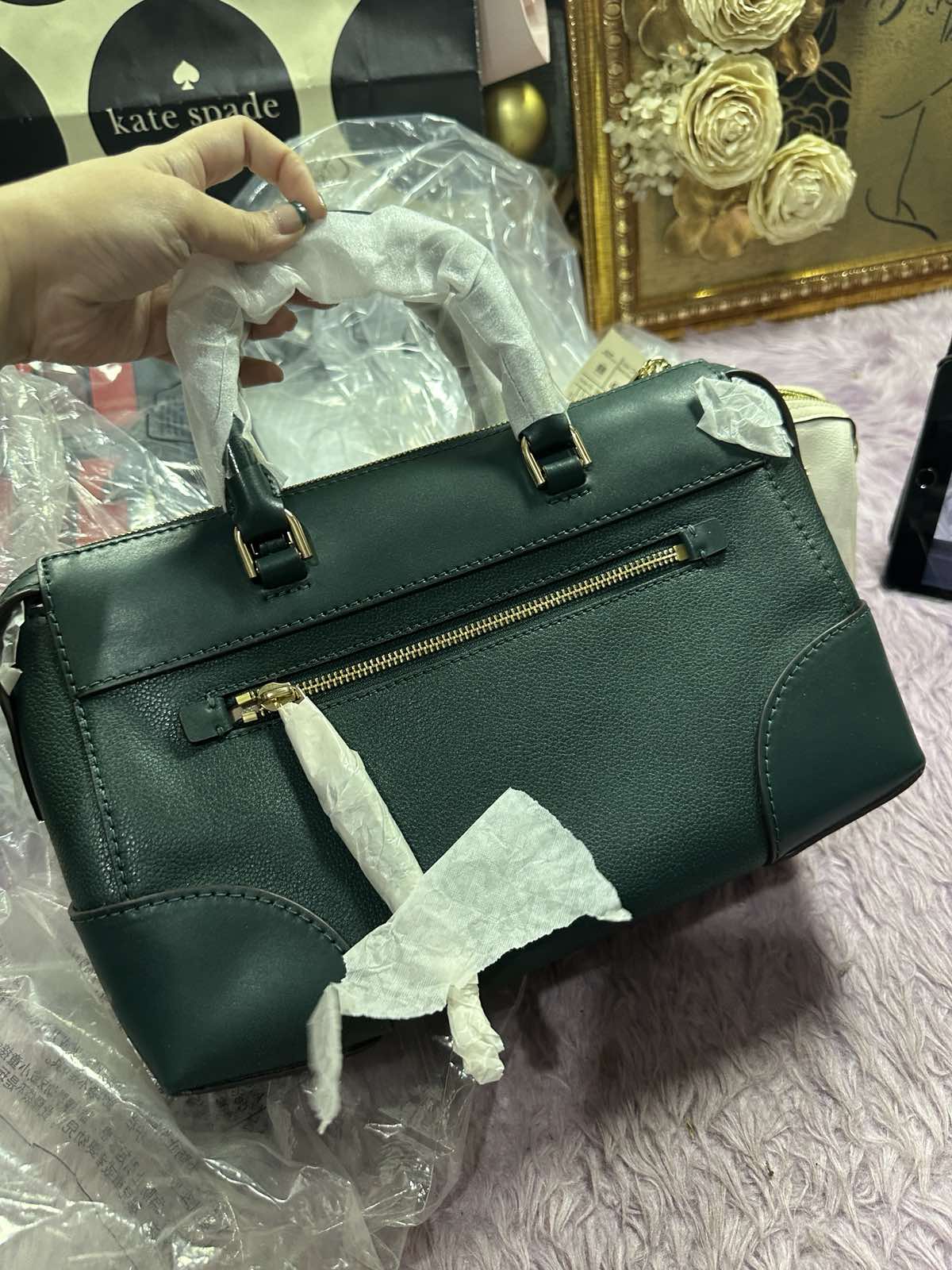 ORIG & IMPORTED Michael Kors MK Maya Medium Pebbled Leather Satchel Duffle Green Bag