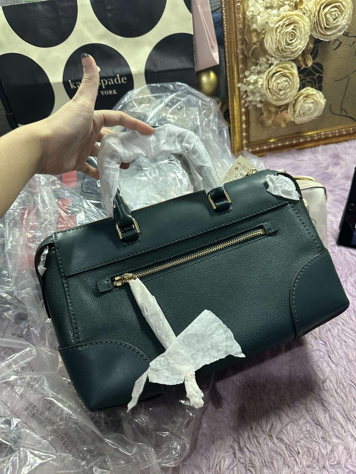 ORIG & IMPORTED Michael Kors MK Maya Medium Pebbled Leather Satchel Duffle Green Bag