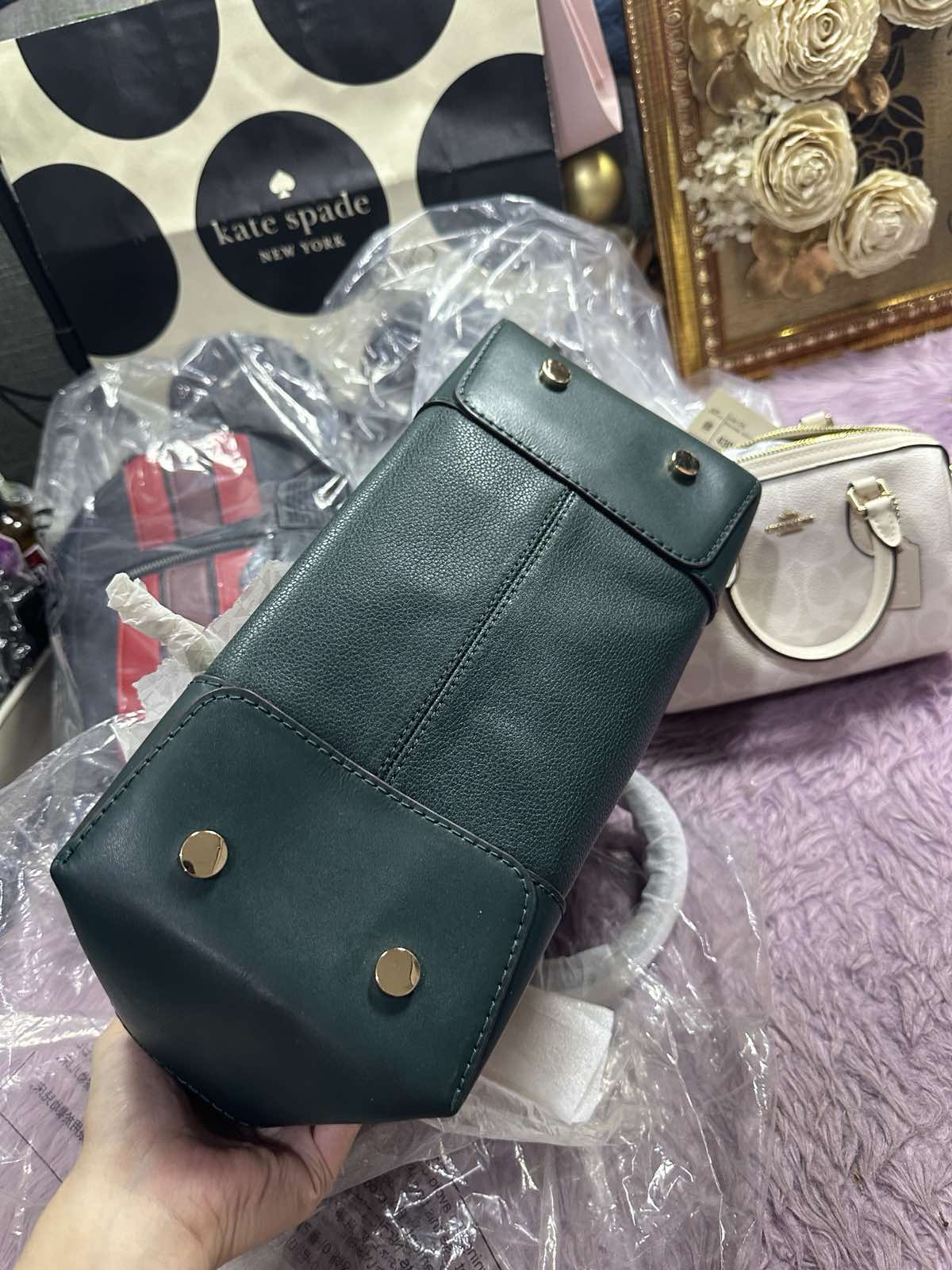 ORIG & IMPORTED Michael Kors MK Maya Medium Pebbled Leather Satchel Duffle Green Bag