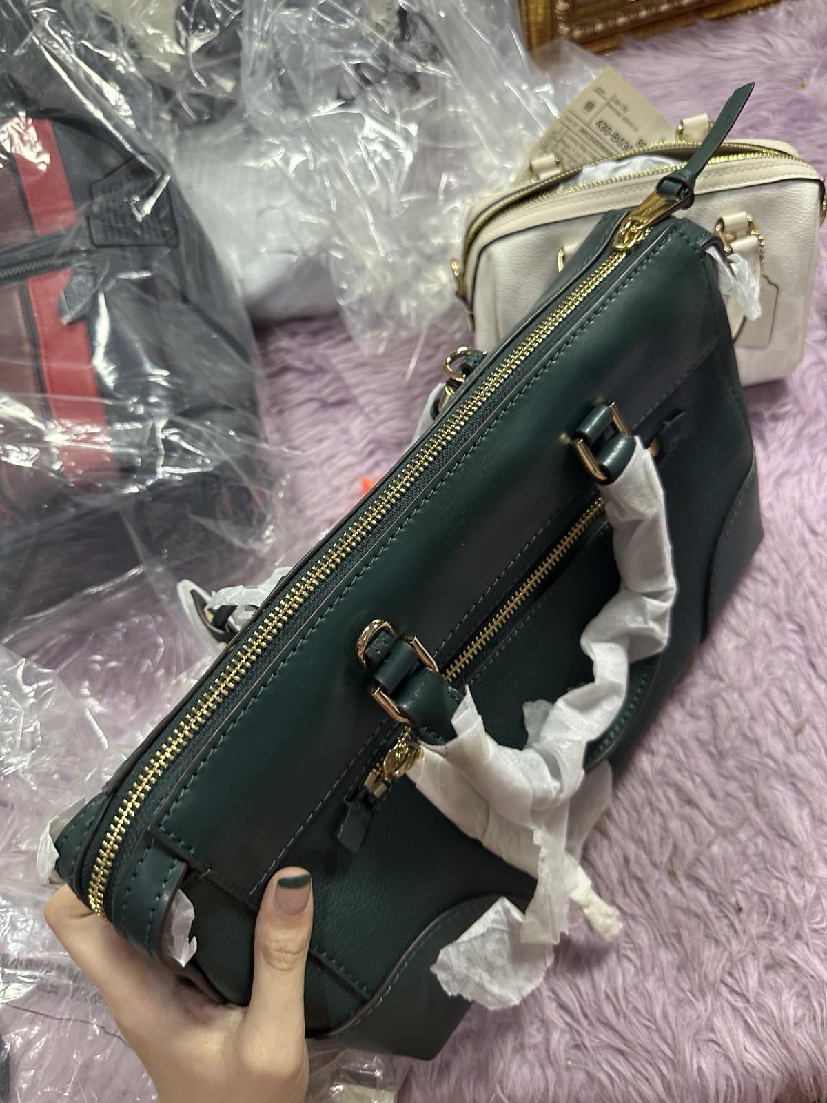 ORIG & IMPORTED Michael Kors MK Maya Medium Pebbled Leather Satchel Duffle Green Bag