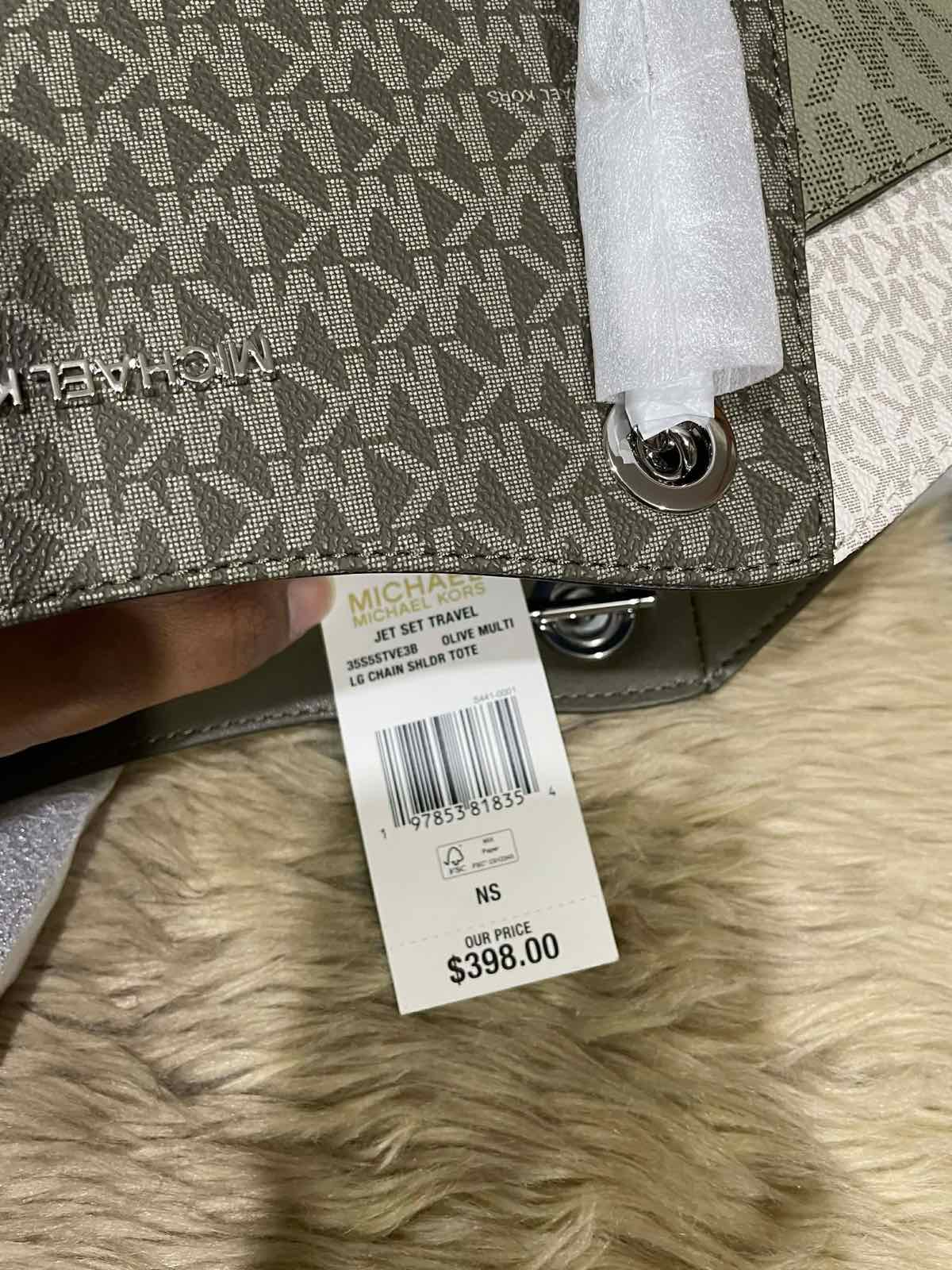 ORIG & IMPORTED Michael Kors MK Jet Set Large Logo Shoulder Tote Green Bag