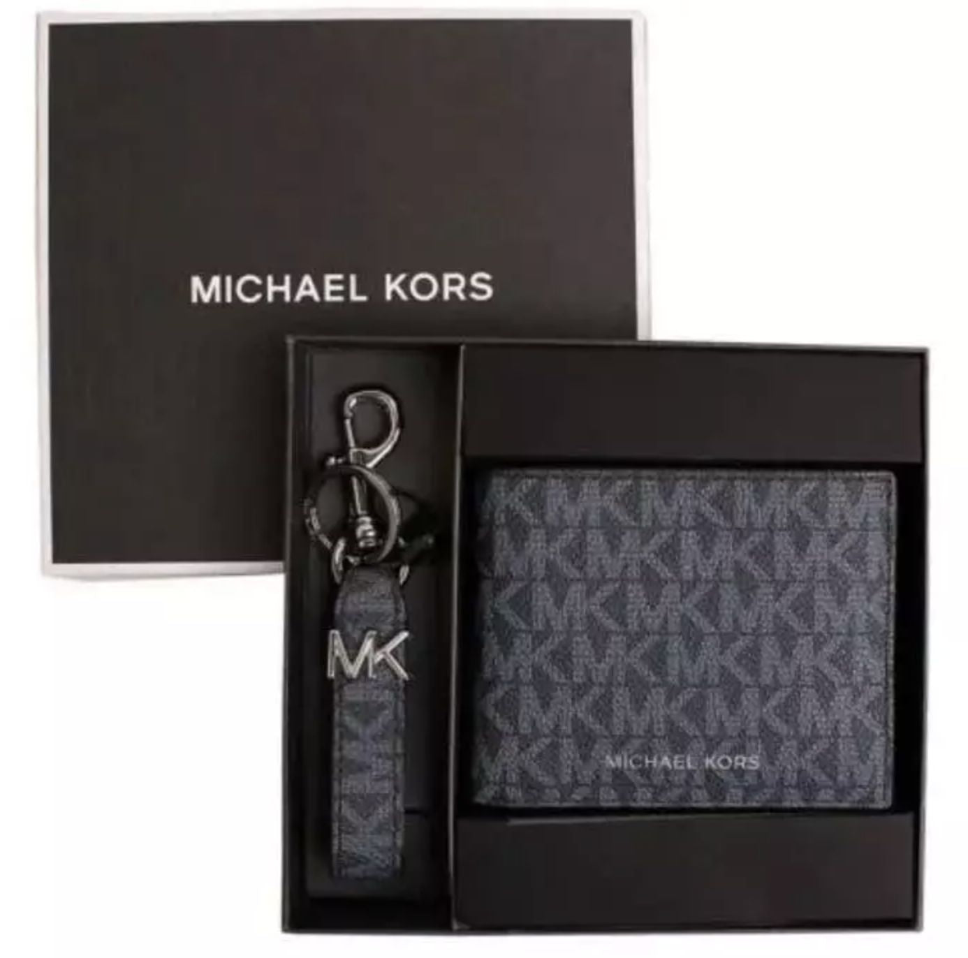 ORIG & IMPORTED Michael Kors Logo Wallet and Key Chain Gift Set Men's Wallet Black
