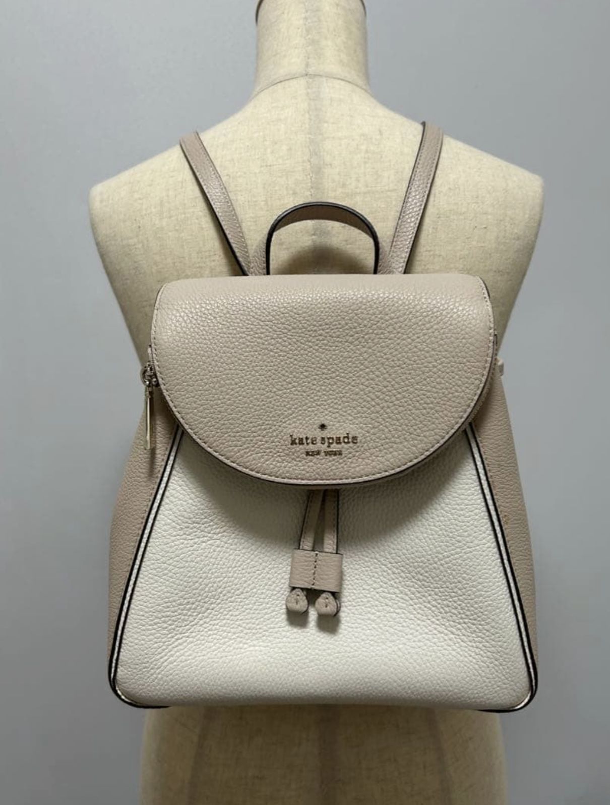 ORIG Preloved Kate Spade KS Leila Medium Flap Beige Backpack