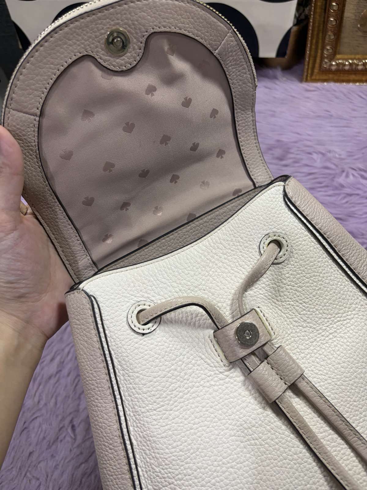 ORIG Preloved Kate Spade KS Leila Medium Flap Beige Backpack