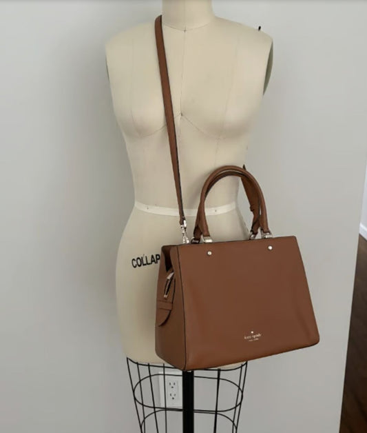 ORIG Preloved Kate Spade KS Leila Triple Compartment Satchel Crossbody Brown Bag